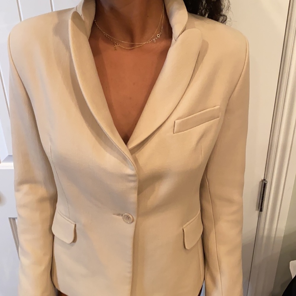 Khaki wool fitted blazer size 4